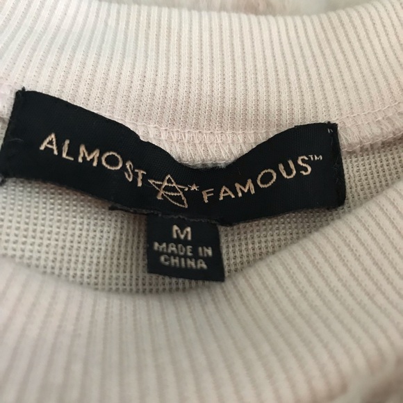 Almost Famous Pale Pink Fuzzy Draw String Sweater - Picture 8 of 8